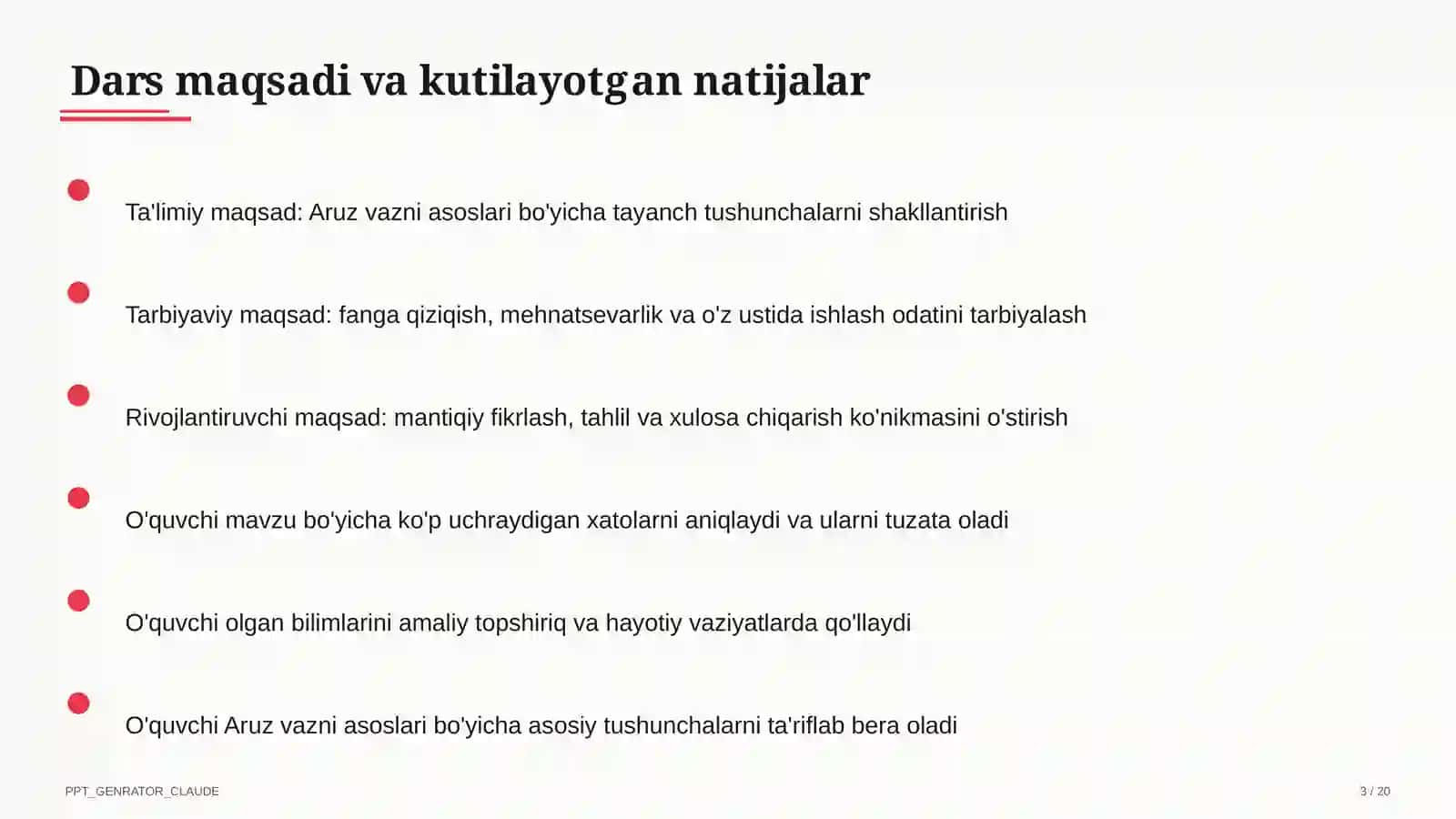 Aruz vazni asoslari (9-sinf) 3
