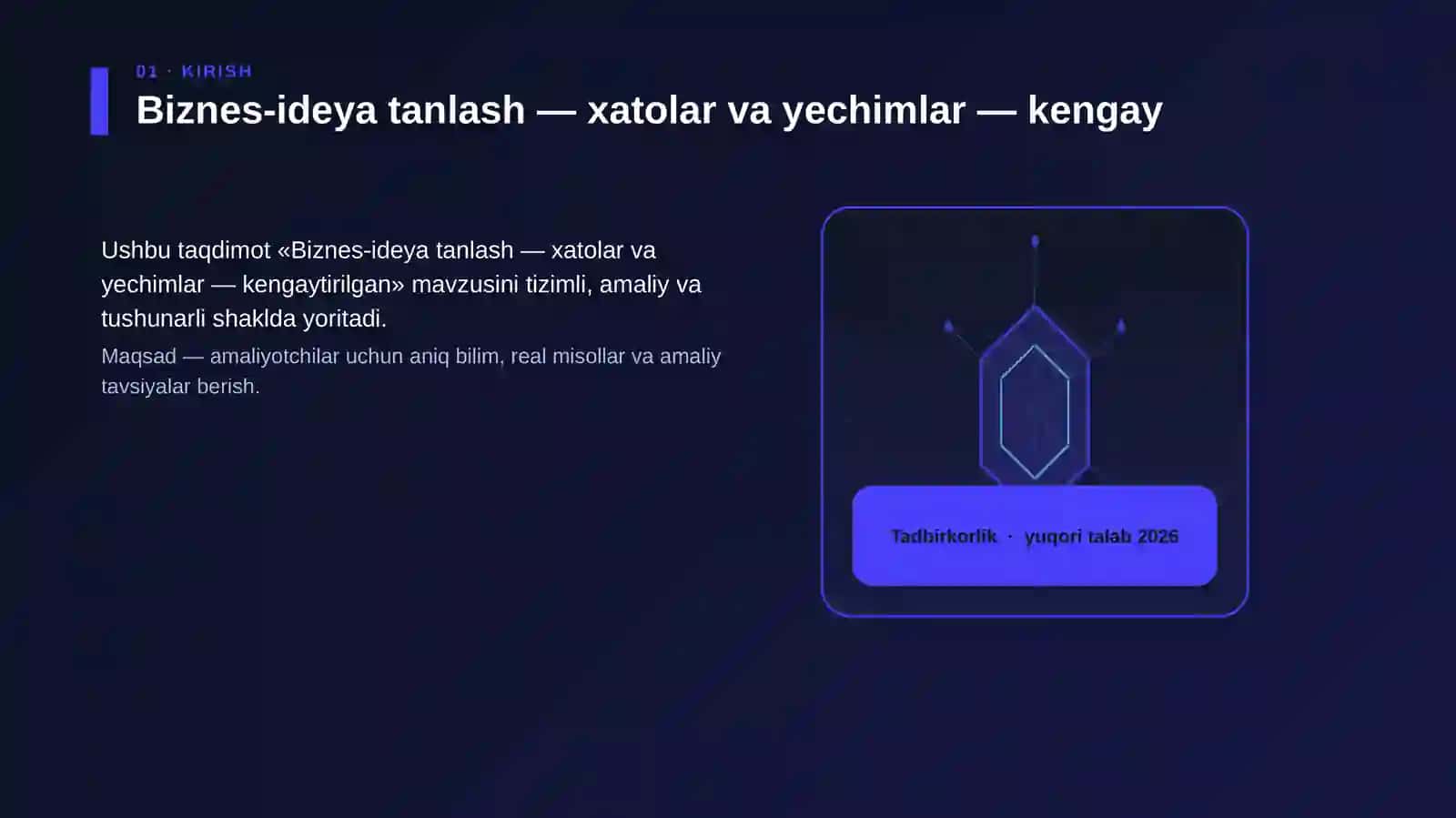 Biznes-ideya tanlash — xatolar va yechimlar — kengay 3