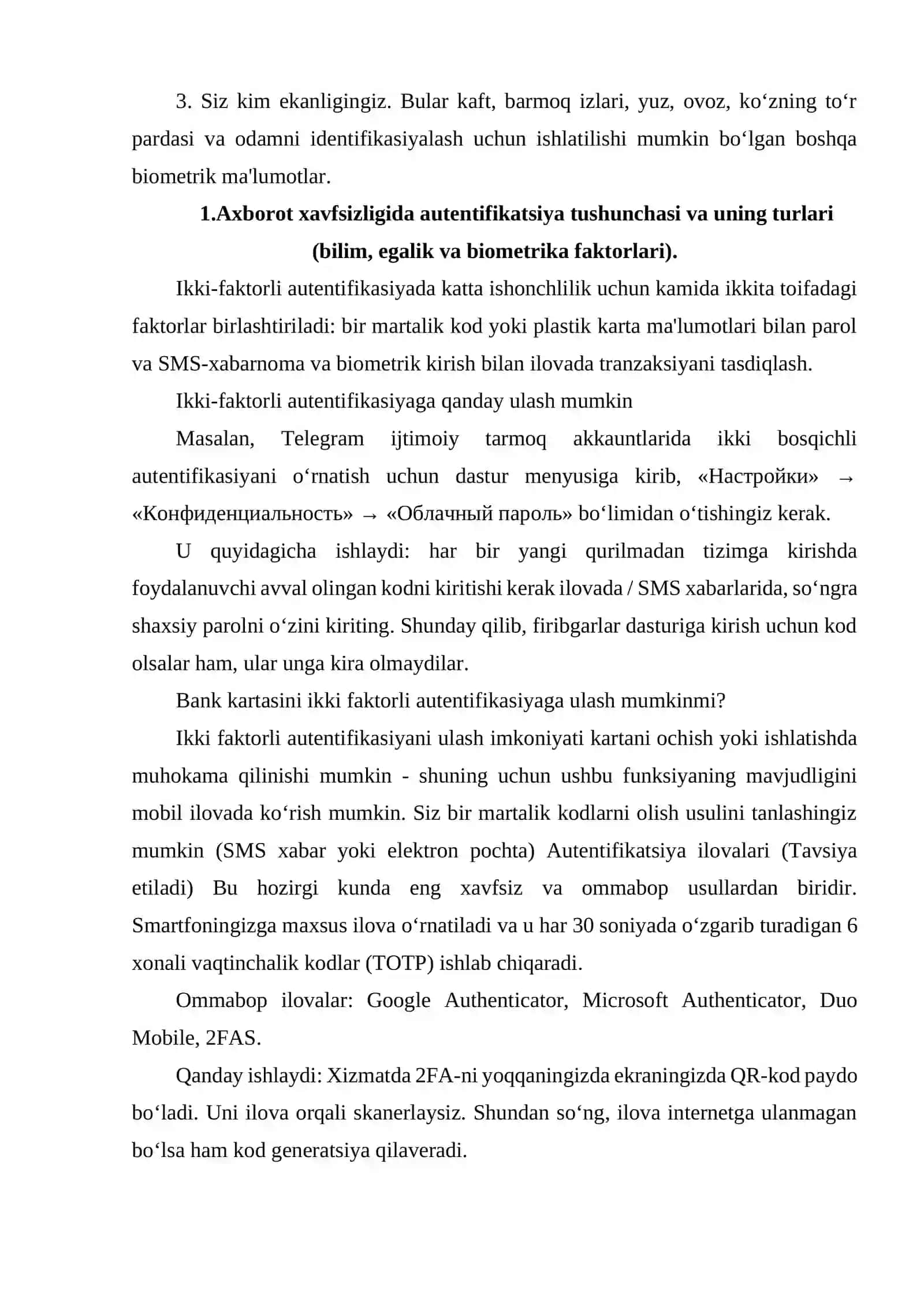 INTERNET XIZMATLARDA IKKI FAKTORLI AUTENTIFIKATSIYADAN FOYDALANISH USULLARI. 3