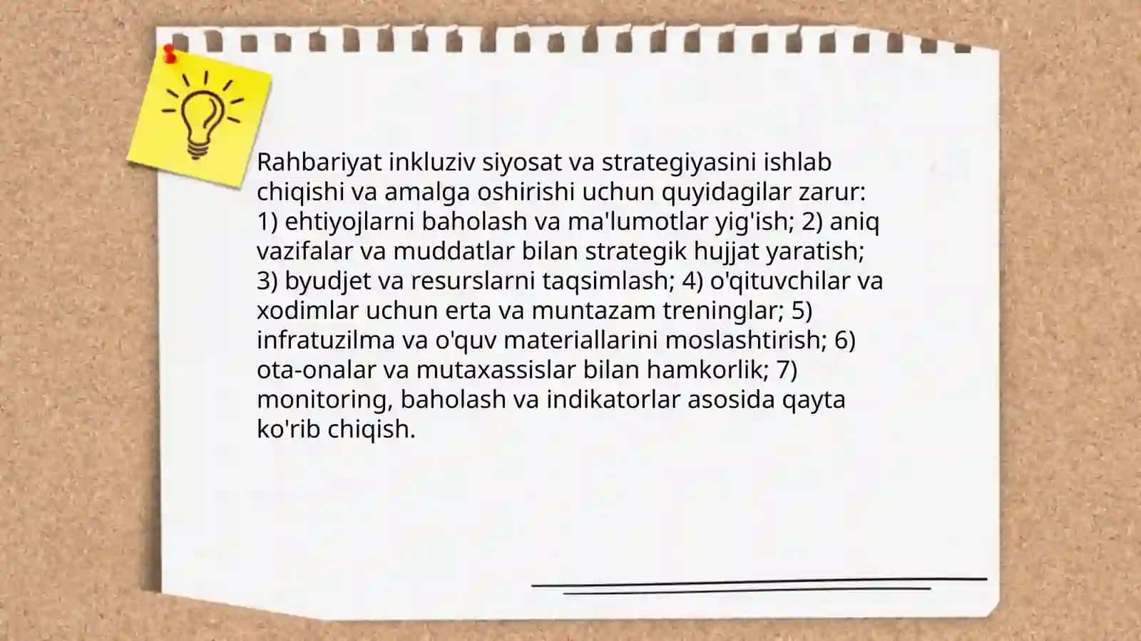 Rahbariyatning inkluziv siyosat va strategiyasini ishlab chiqishi va amalga oshirishi 3