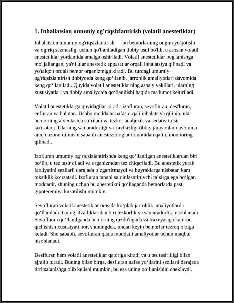 Inhalatsion umumiy og'riqsizlantirish (volatil anestetiklar) 3