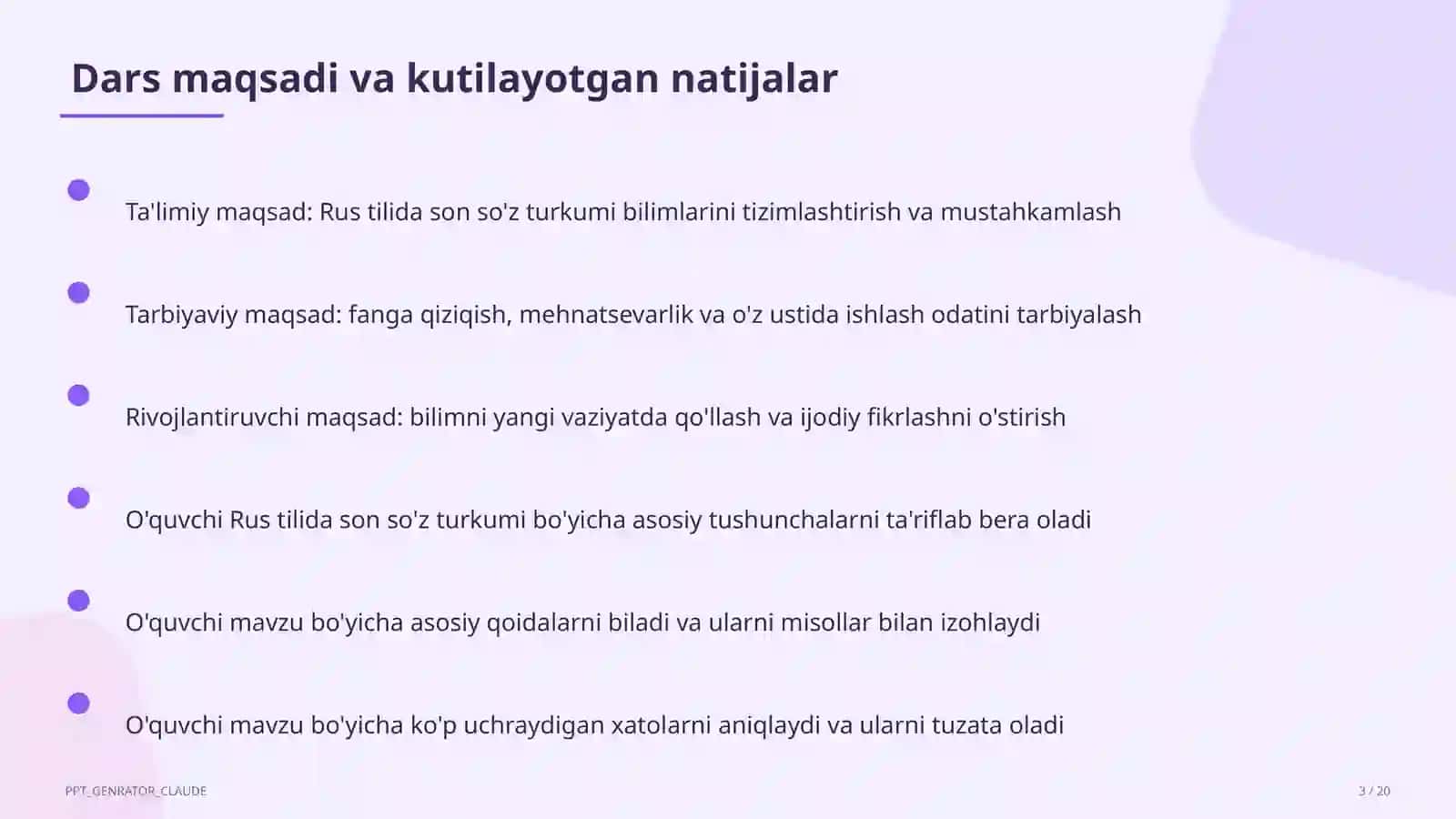 Rus tilida son so'z turkumi (6-sinf) 3