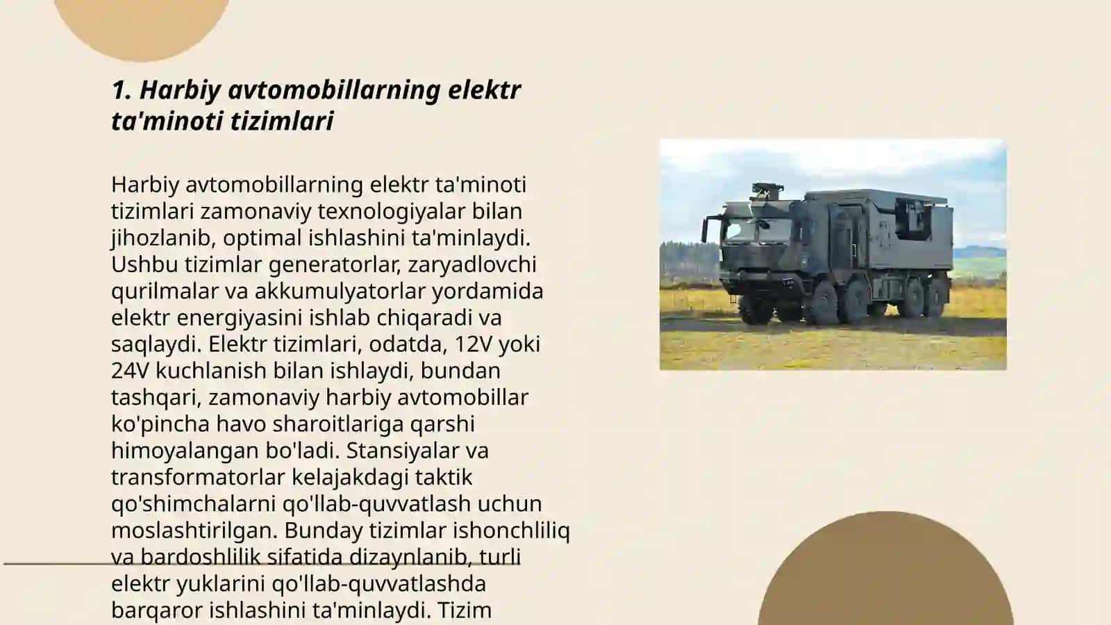 Harbiy avtomobillarning elektr ta'minoti tizimlari 3