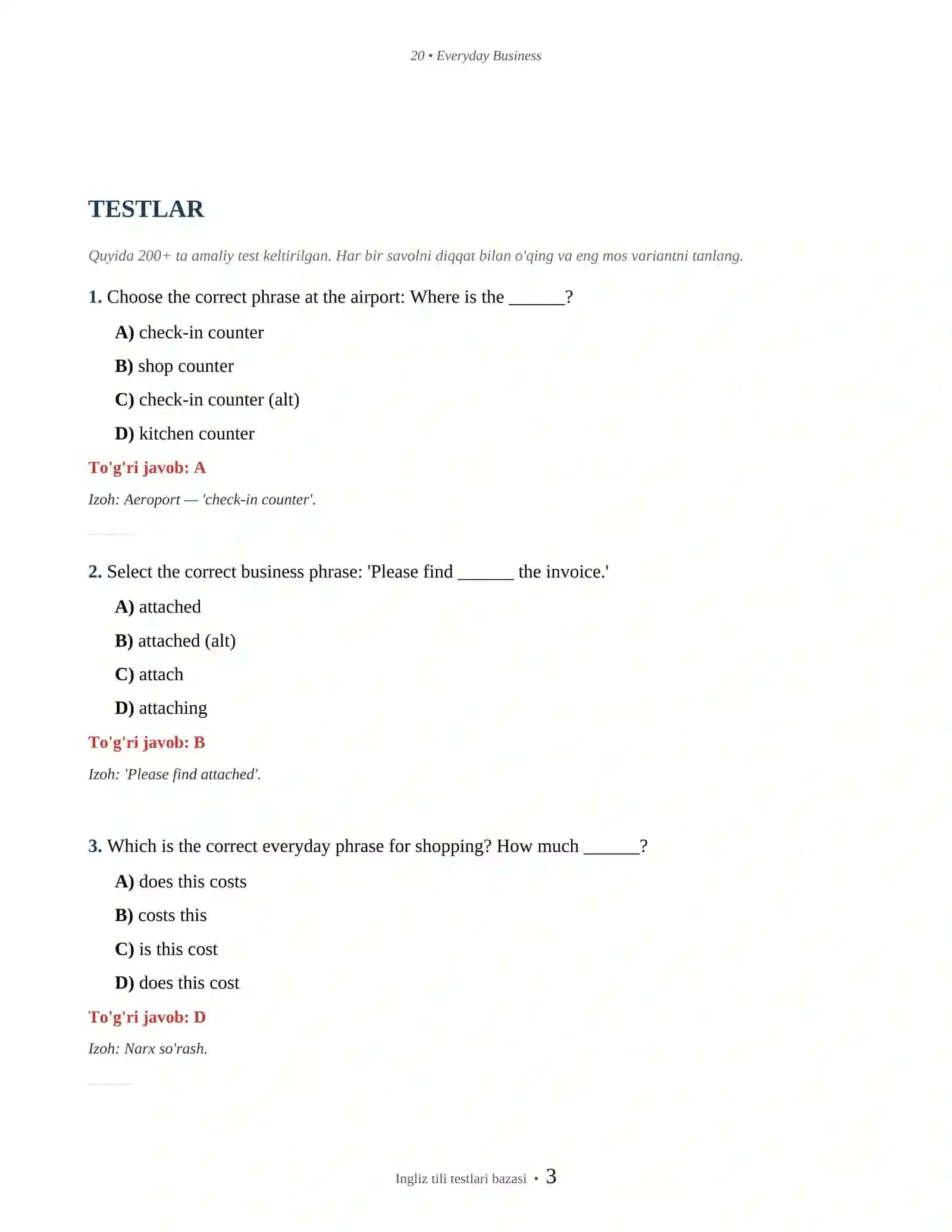 INGLIZ TILI TESTLARI BAZASI 3
