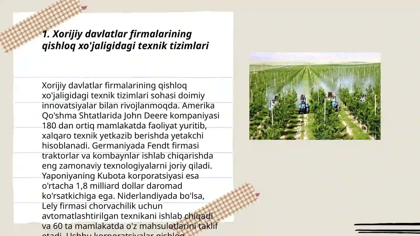 Xorijiy davlatlar firmalarida ishlab chiqarilayotgan qishloq xo'jaligi mahsulotlarini terish va yig'ishtirib olishdagi texnik tizimlar 3