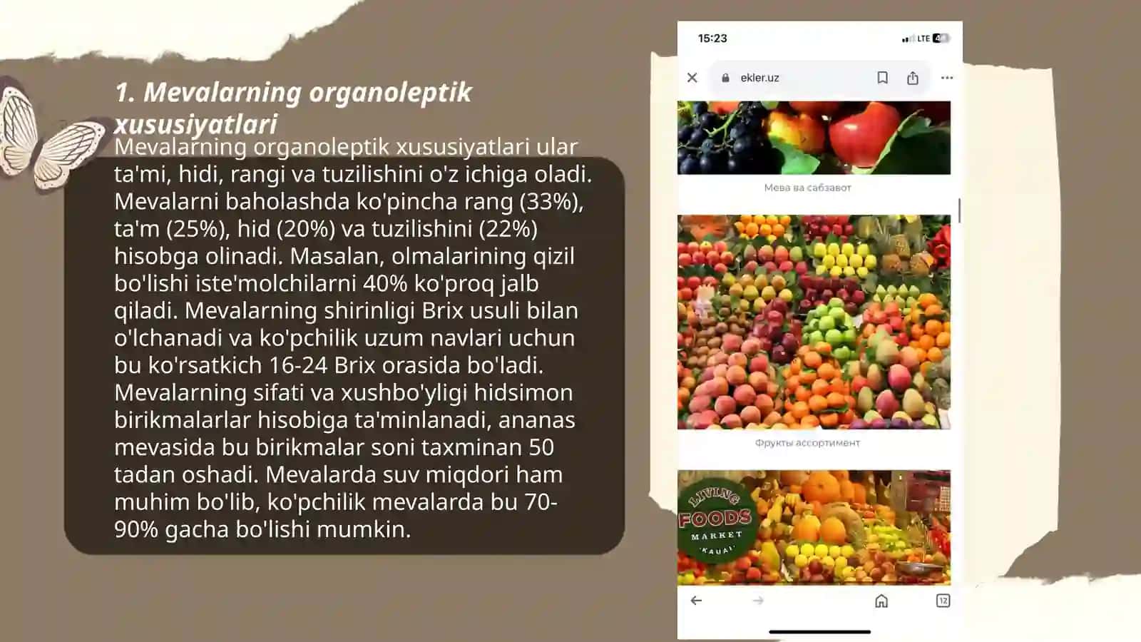 Mevalar sifatiga sensorik baho berish 3