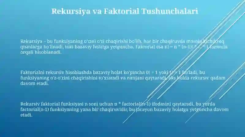 Rekursiv Funksiyayordamida Faktorial Topish 3