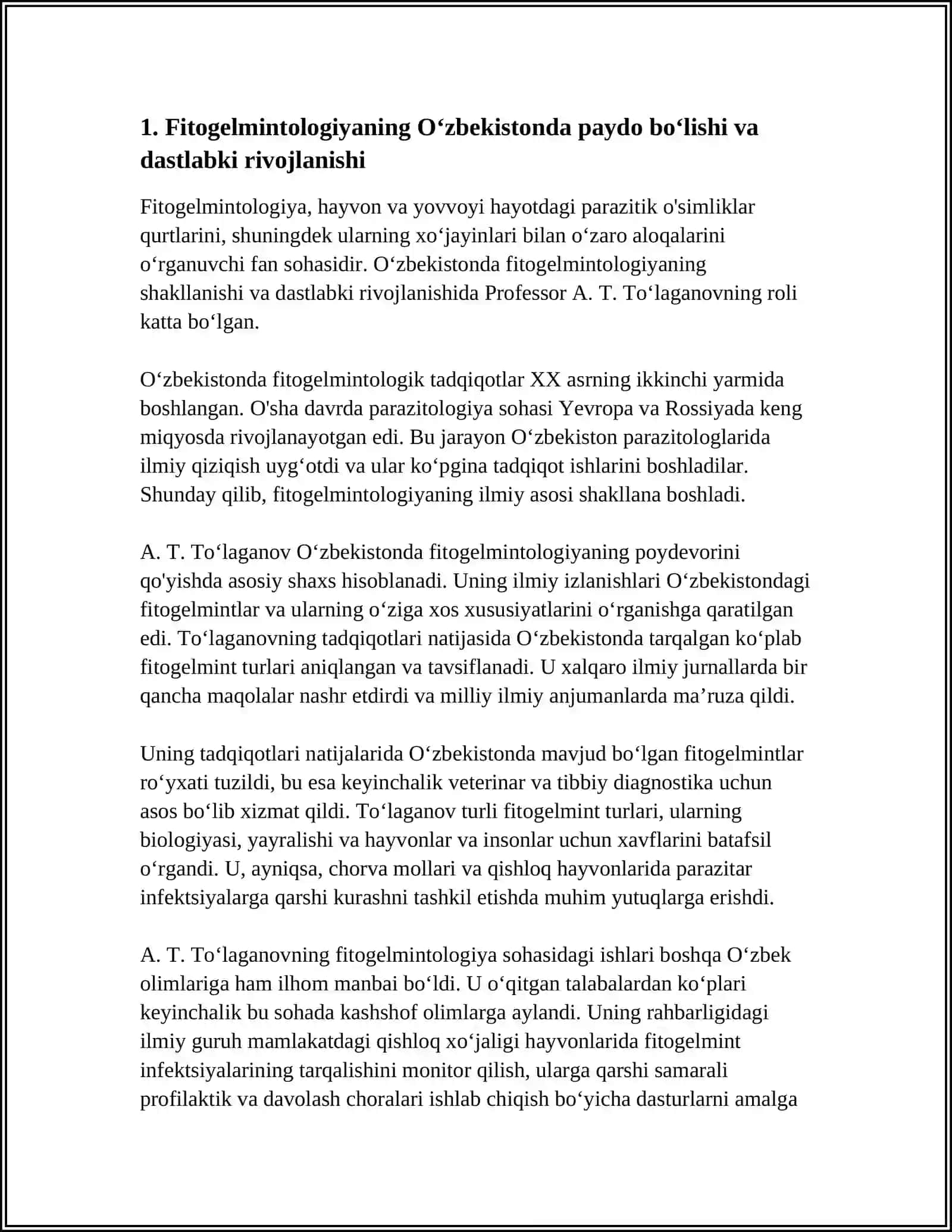 Oʻzbekistonda Fitogelmintologiyani rivojlantirish 3