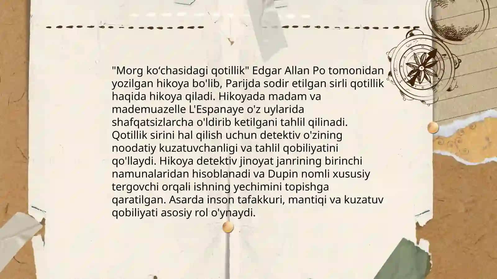 Edgar Allan Poning "Morg koʻchasidagi qotillik"asari boʻyicha tahlil 3