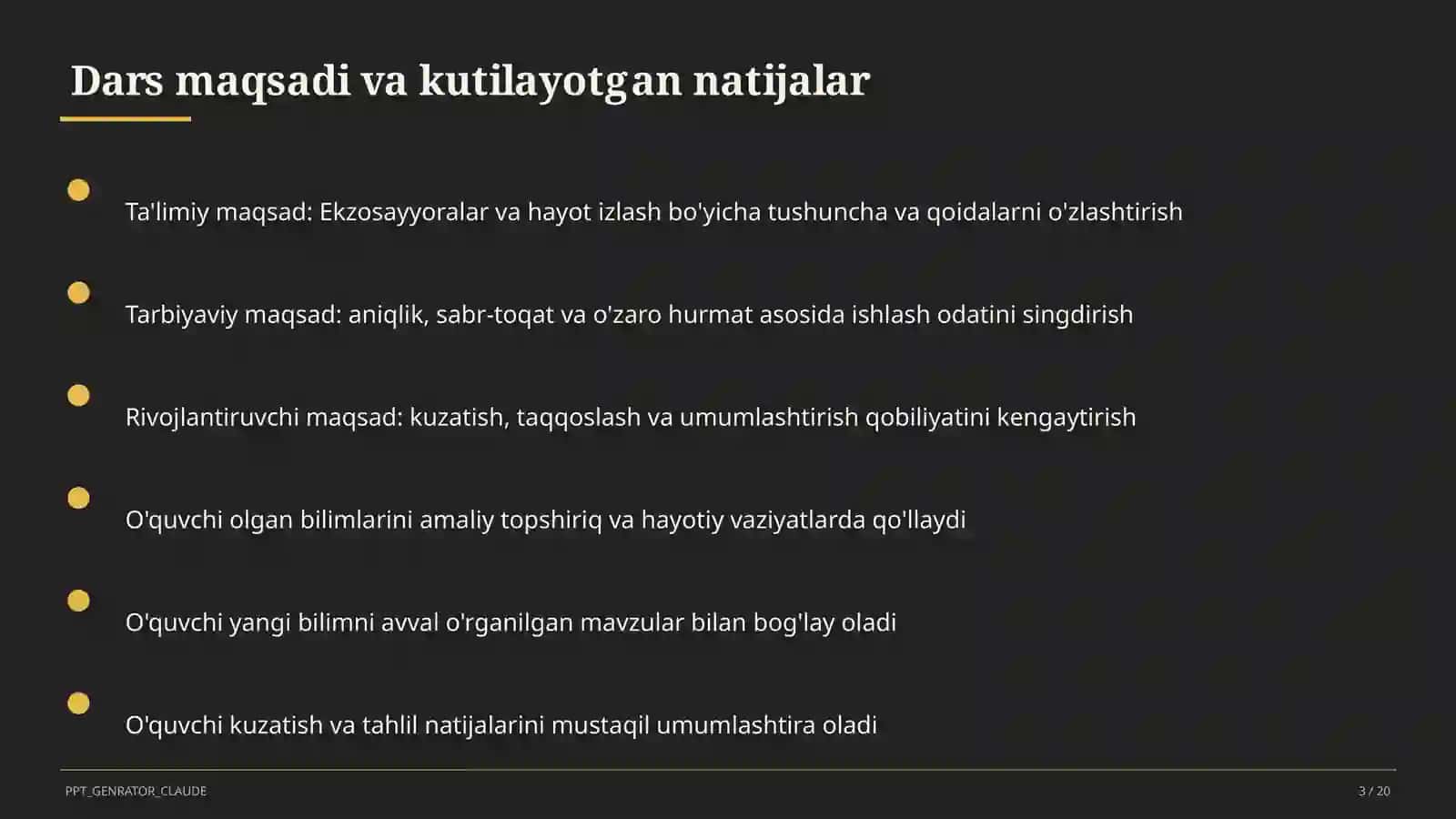 Ekzosayyoralar va hayot izlash (11-sinf) 3