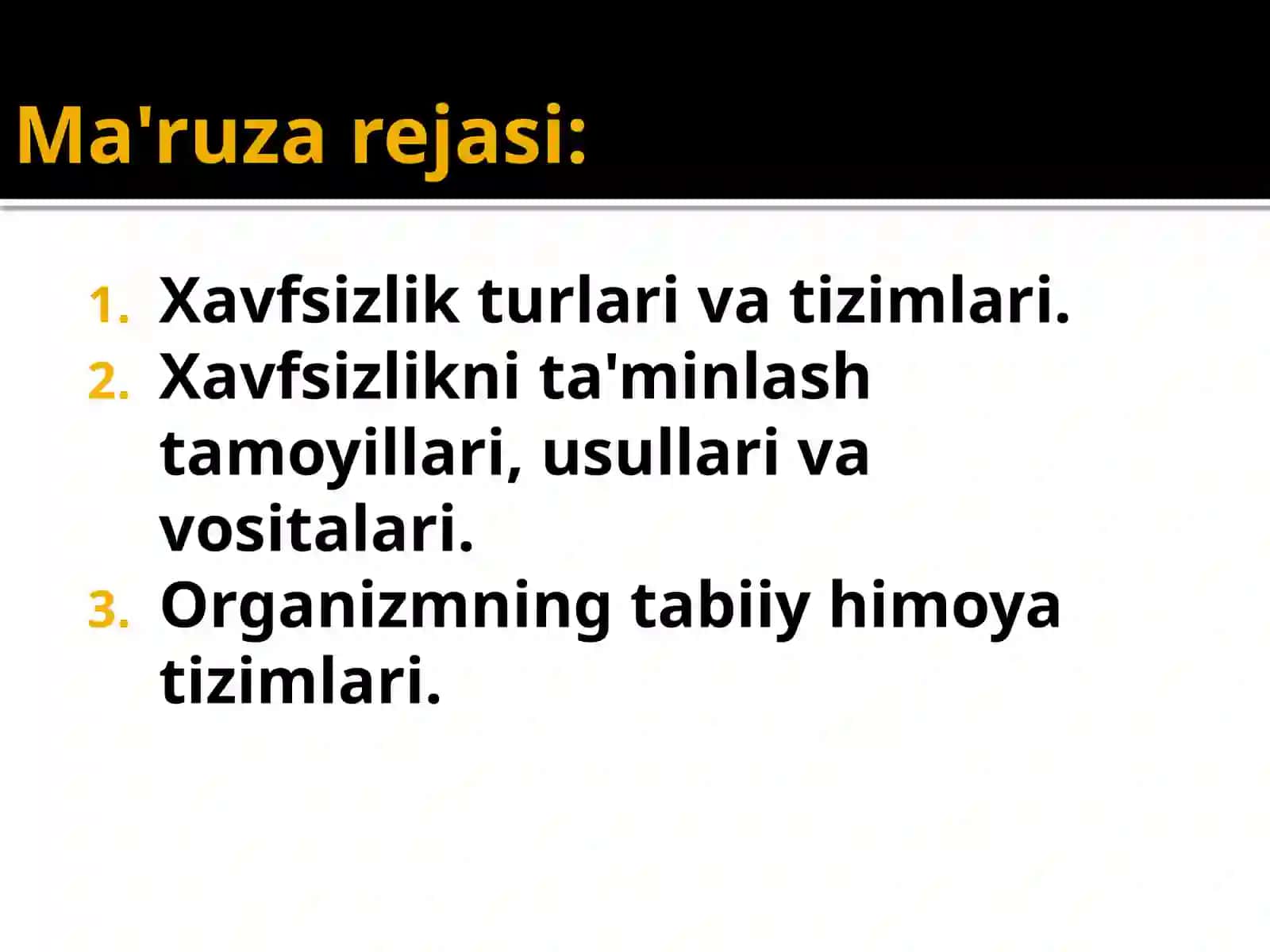 Inson xavfsizligi tizimlari 3