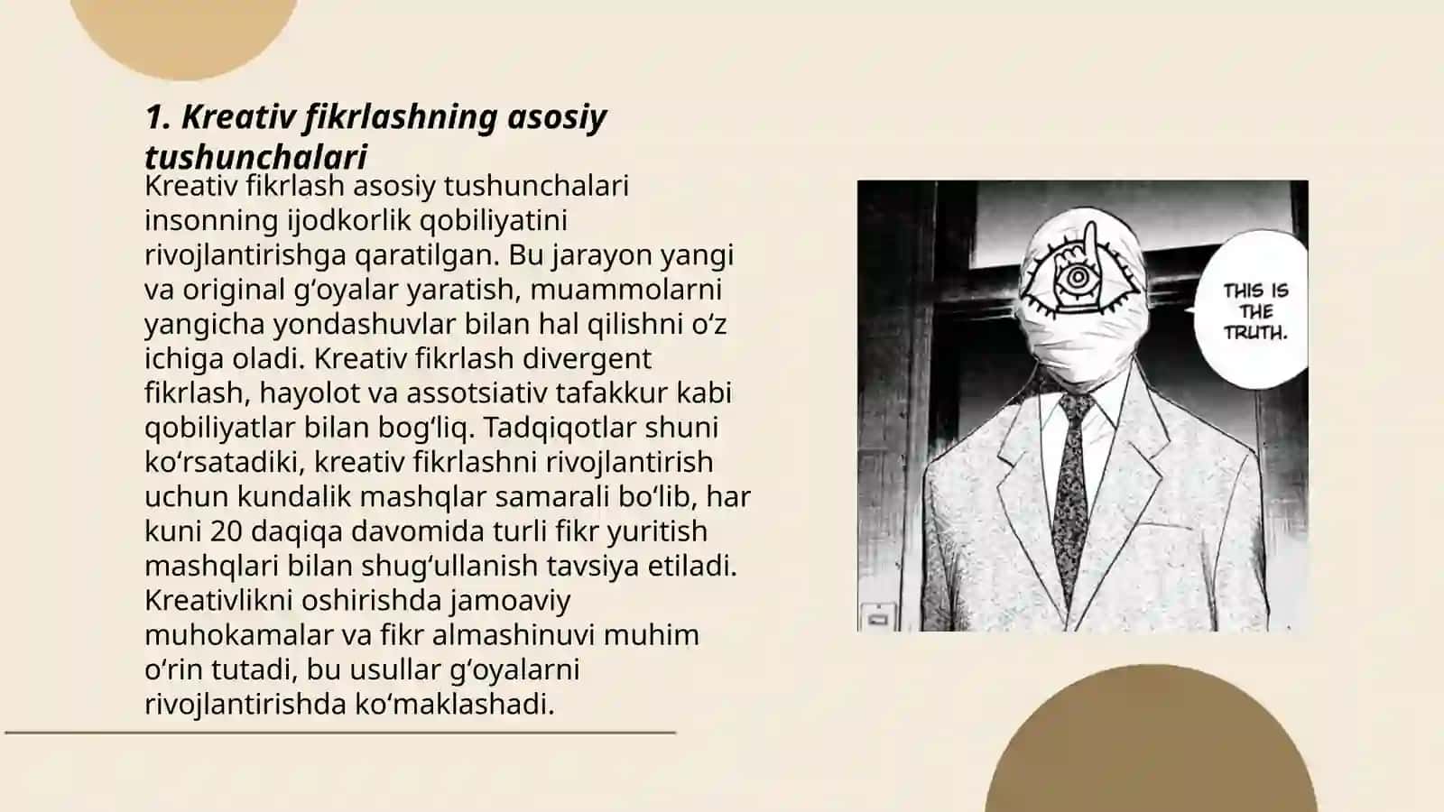 Kreativ fikrlashning inson faoliyatidagi ahamiyati va uning dolzarbligi 3