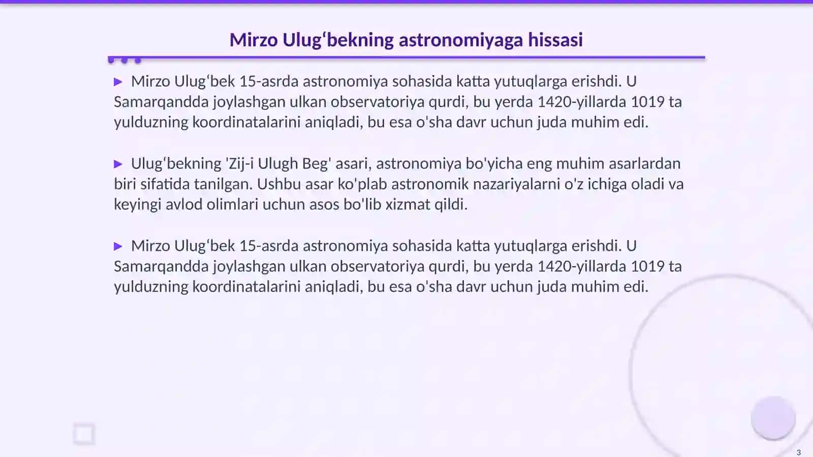 Mirzo Ulugʻbek va Zahiriddin Muhammad Boburning fan,madaniyat va maʼrifat taraqqiyotidagi oʻrni 3