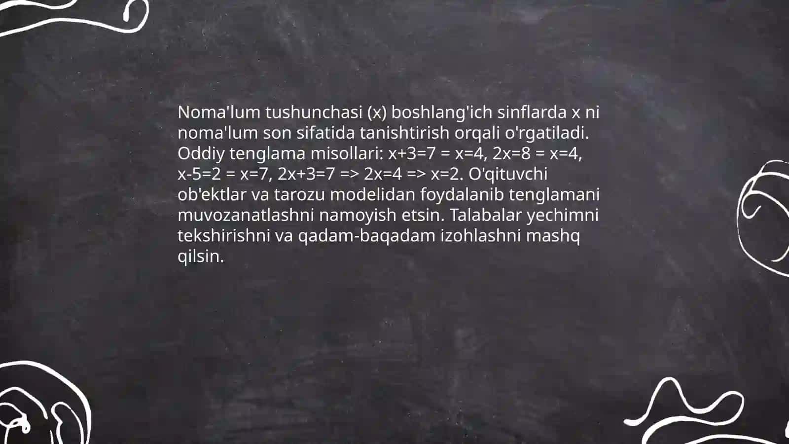 Algebra elementlarini o'rgatishga masalalar 3