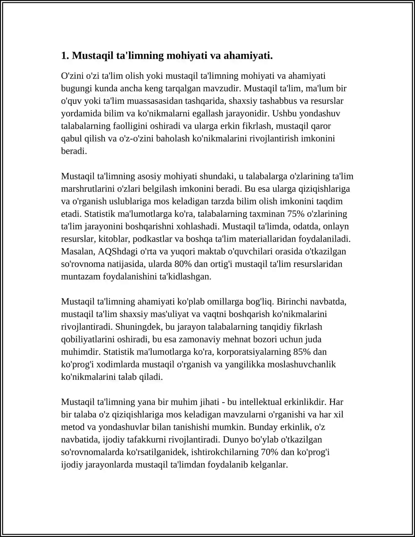 TARBIYA VA HUQUQ FANLARINI O‘QITISHDA MUSTAQIL TA’LIM VA AMALIY MASHG‘ULOTLARINING O‘TKAZISH METODIKASI 3