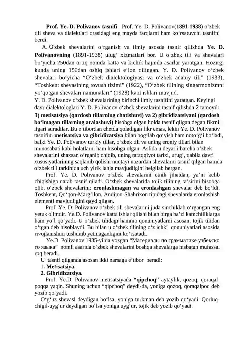 OʻZBEK SHEVALARINING TASNIFI 3