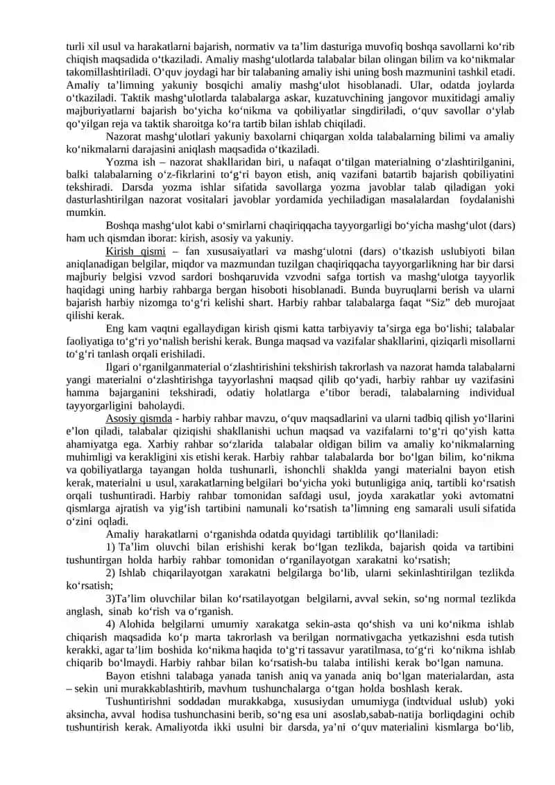 ASKAR VA BО‘LINMALARNING JANGDAGI HARAKATLARI MAVZUSIDAGI MASHG‘ULOTLARGA HOZIRLIK KО‘RISH VA UNI OLIB BORISH USLUBIYOTI 3