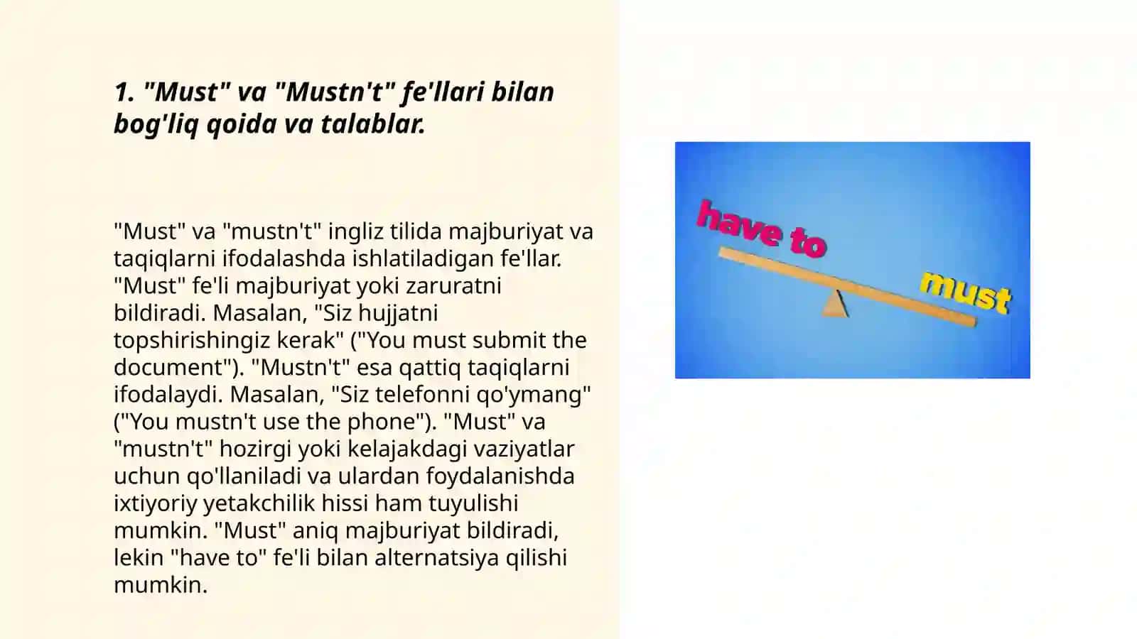 "Must" va "Mustn't" fe'llari 3
