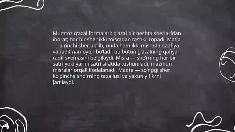 Mumtoz gʻazallar mutolaasining oʻziga xos xususiyatlari 3