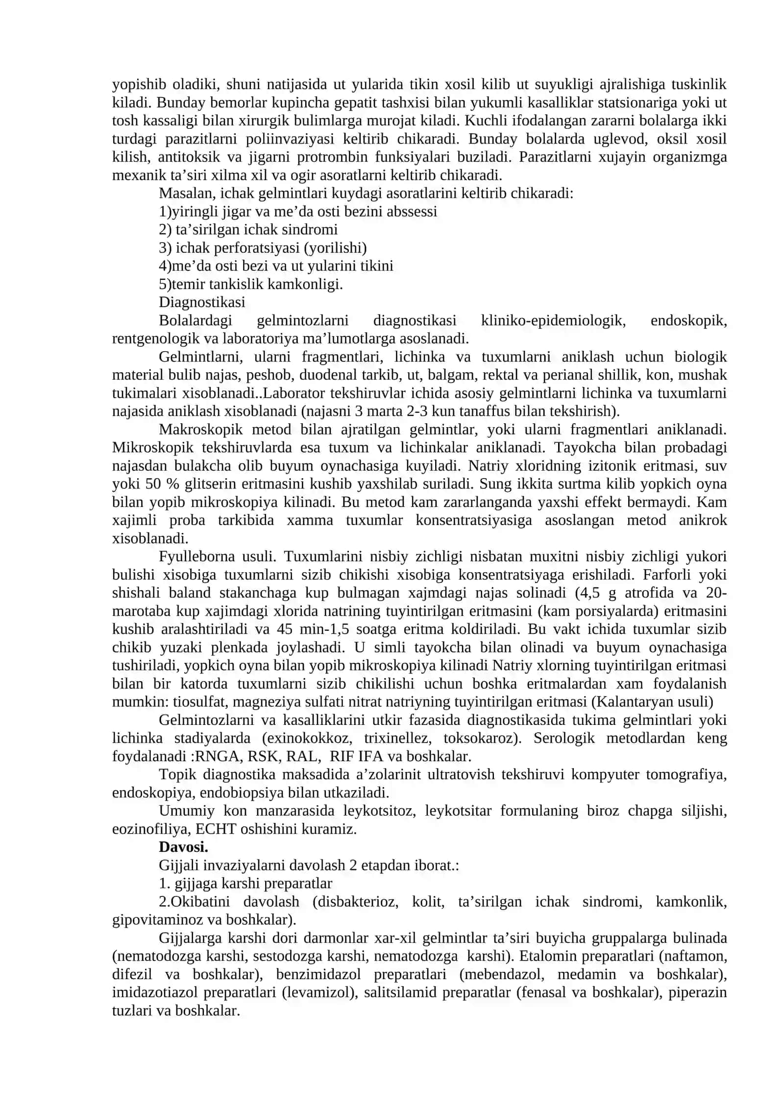 Mavzu 15: Parazitologik kasalliklarning (Bezgak, amyobiaz, lyamblioz) erta va qiyosiy tashxisoti. Parazitologik tekshiruv usullari 3