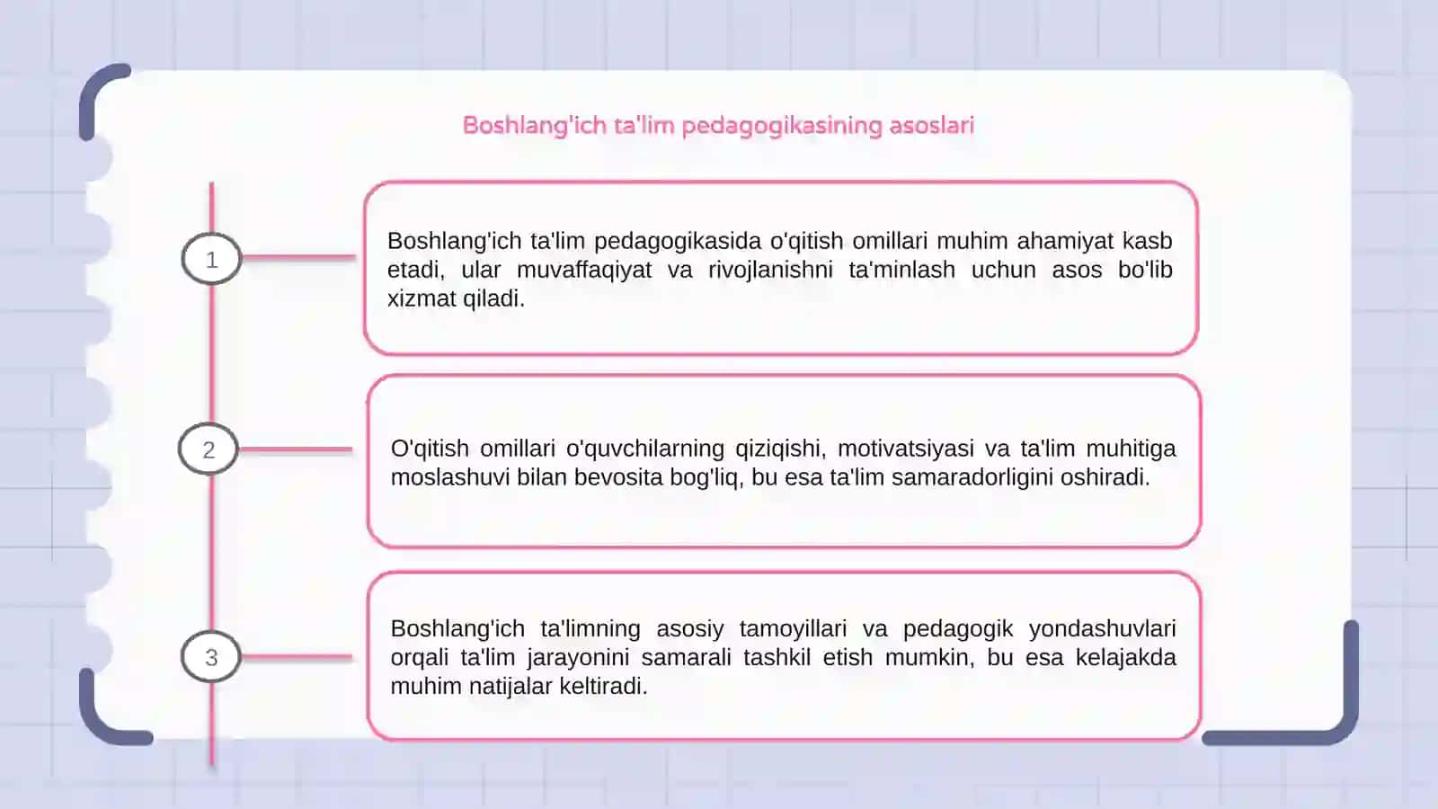 Boshlang'ich ta'lim pedagogikasida o'qitish omillari 3