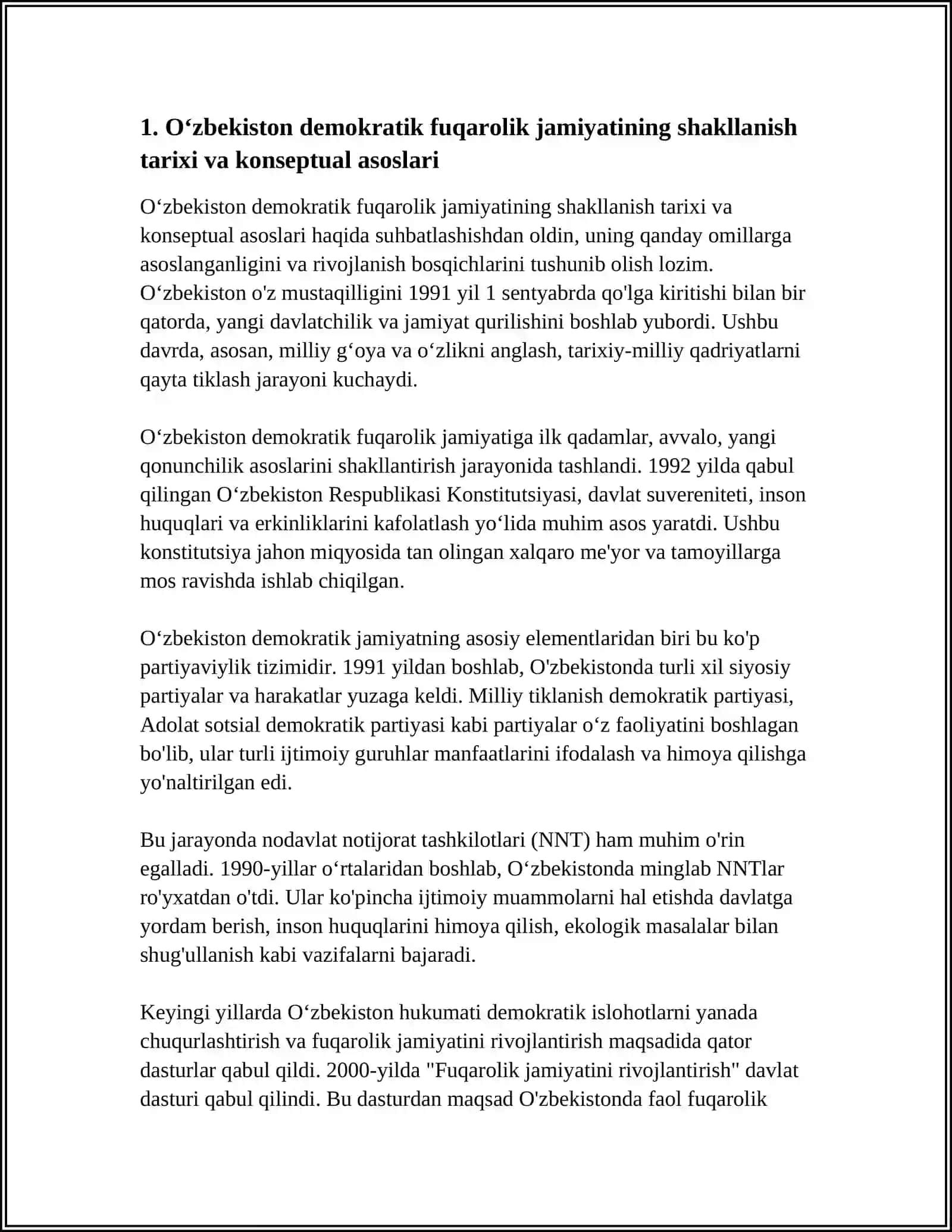 O‘zbekiston Demokratik Fuqarolik Jamiyati Asoslarining Shakllanishi Amalga Oshirilgan Siyosiy Ishlohotlar 3