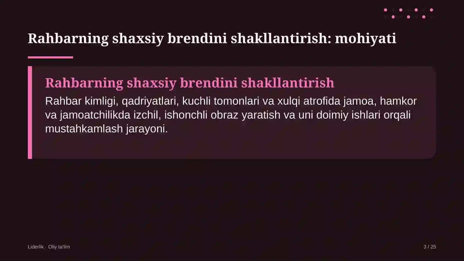 Liderlik · Oliy Ta'lim 3