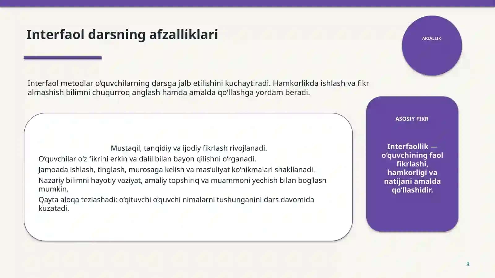 Interfaol ta'limda interfaol metodlardan foydalanish 3
