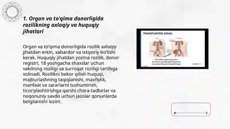 Azo va to'qimalarni transplantatsiya qilishning axloqiy masalalari. Inson azolari va to'qimalarining transplantatsiya qilishning huquqiy masalalari 3