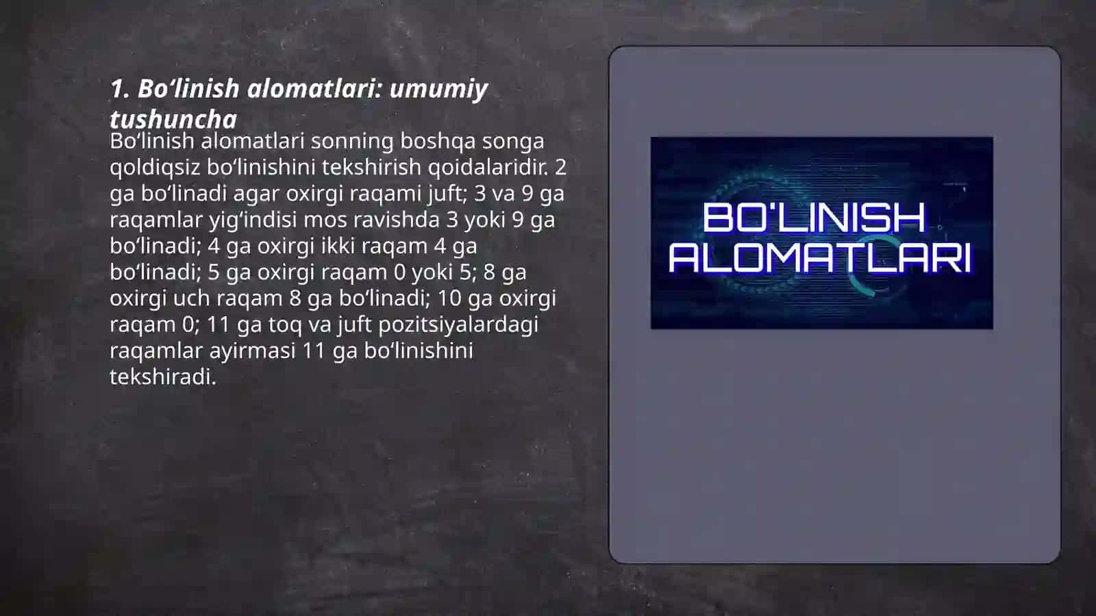 Boʻlinish alomatlari 3