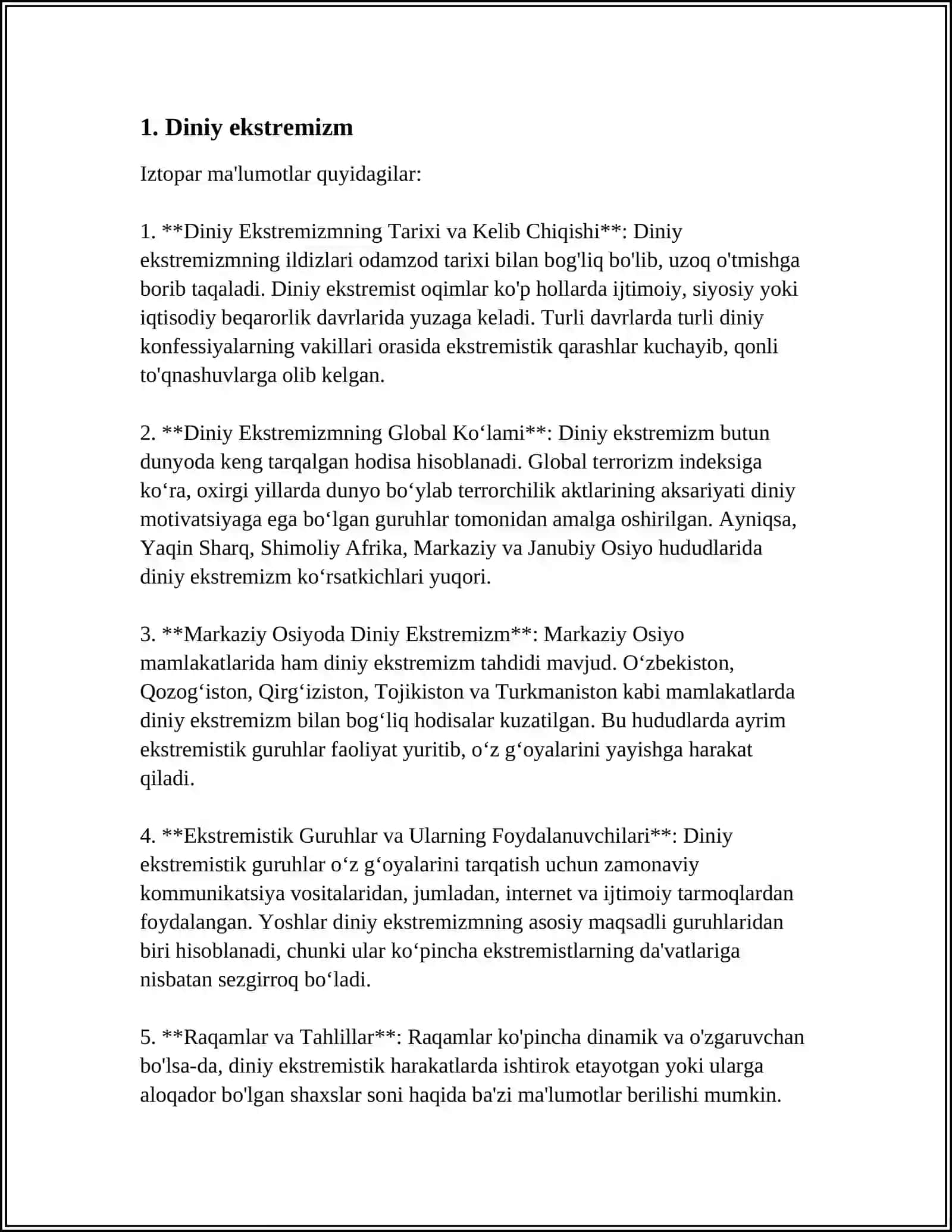 MUSTAQIL ISH Mavzu: DINIY FANATIZMNING MOHIYATI 3
