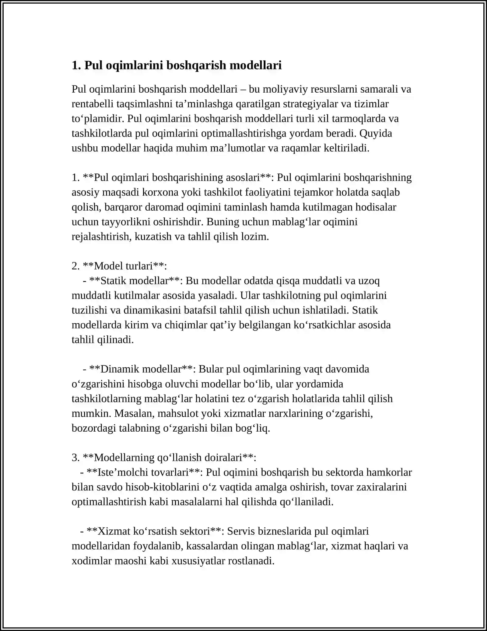 Pul Oqimlarining Modellari va Xalqaro Amaliyot 3