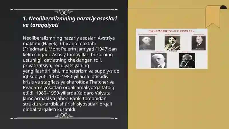 Neoliberalizm konsepsiyalarining ahamiyati va xususiyati 3