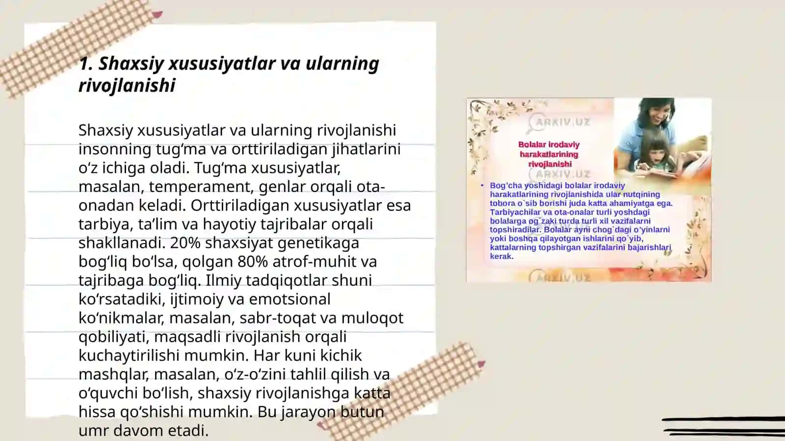 Shaxsiy xususiyatlar va ularning rivojlanishi 3