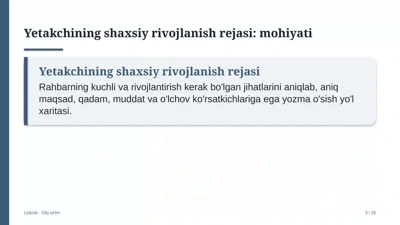 Madaniyat va istirohat bog'larida yetakchining shaxsiy rivojlanish rejasi 3