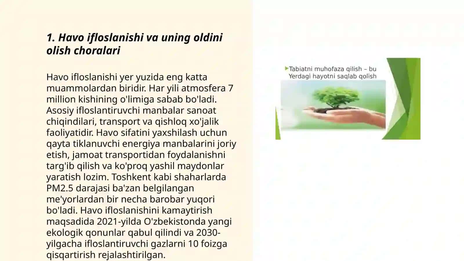 Ekologiya va tabiatni asrash mavzusida loiha ishi 3