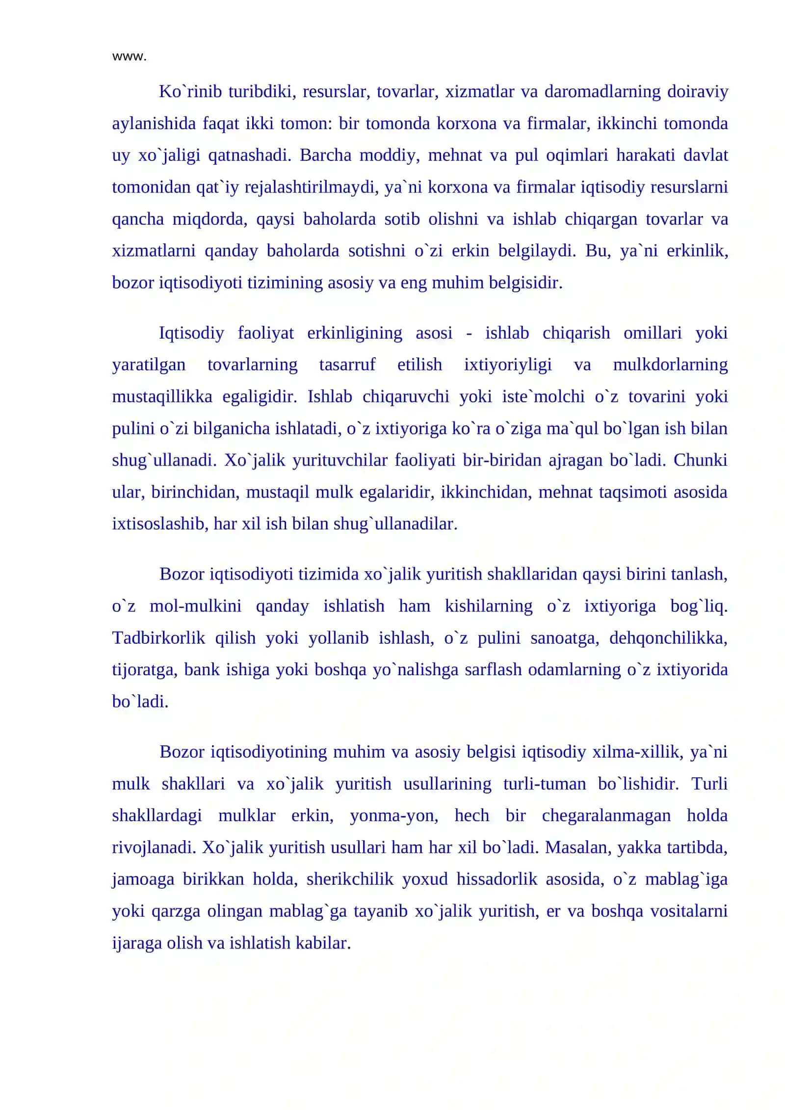 Bozor iqtisodiyoti tushunchasi va uning mohiyati 3