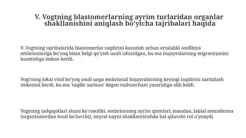 Blastomerlarning organlarga aylanishi tajribasi 3