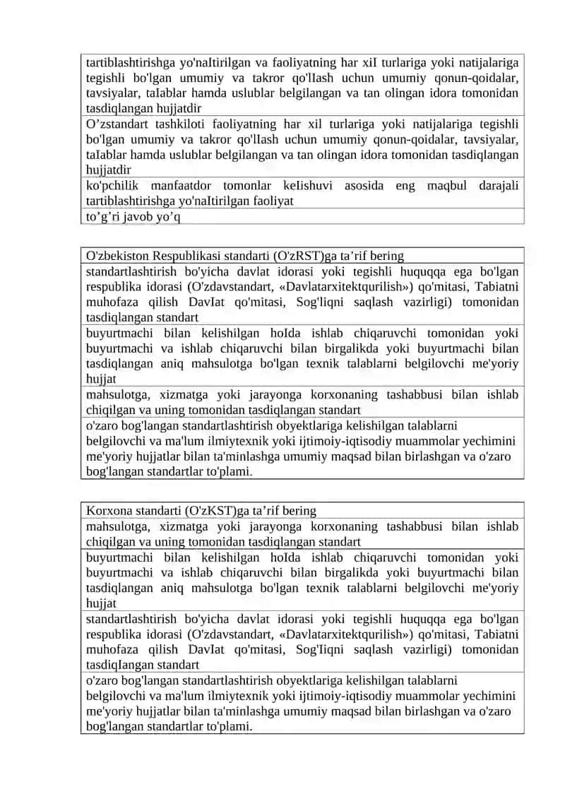 Standartlashtirishning maqsadlari 3