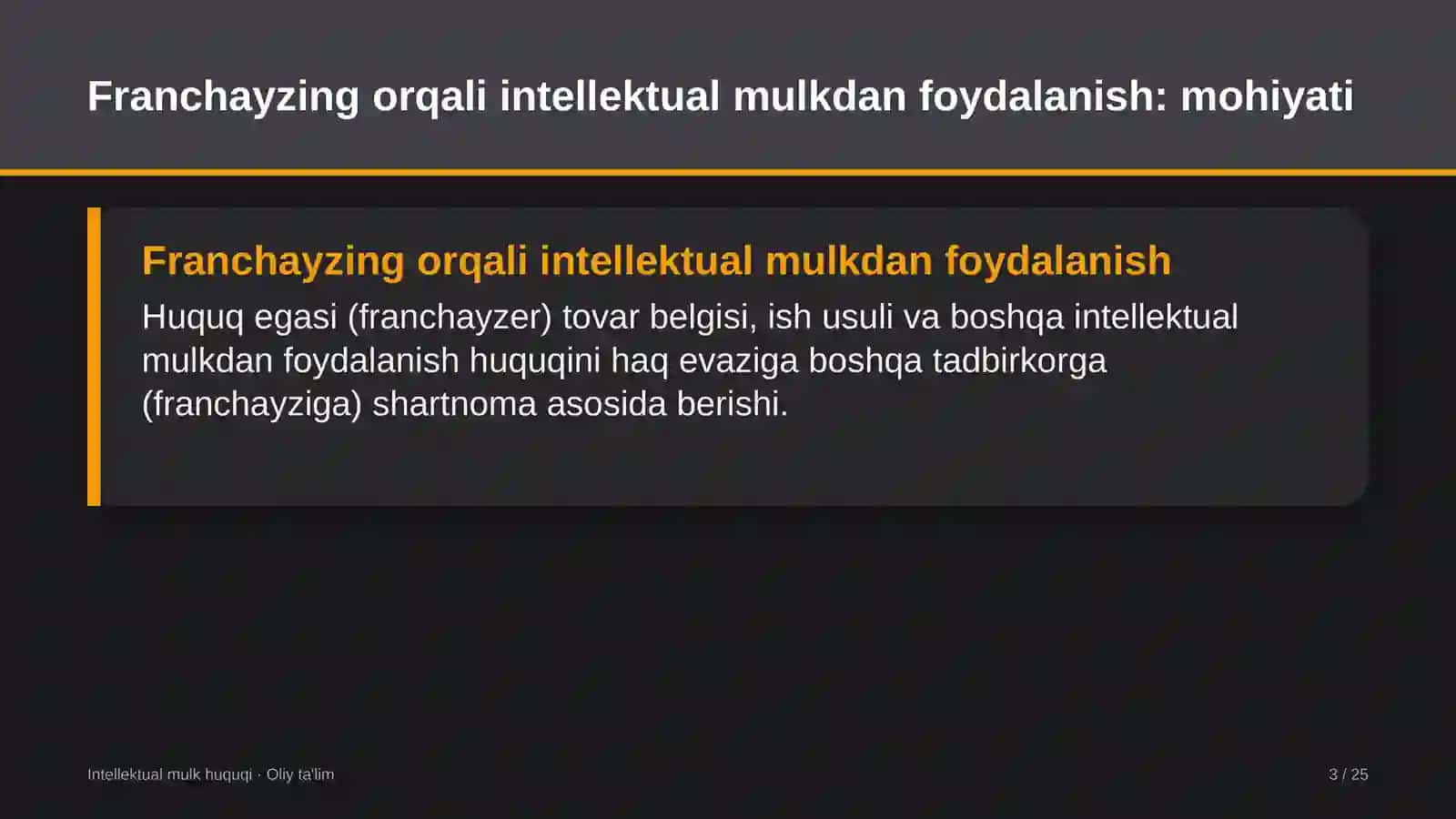 qo'ychilikda franchayzing orqali intellektual mulkdan foydalanish 9347 3