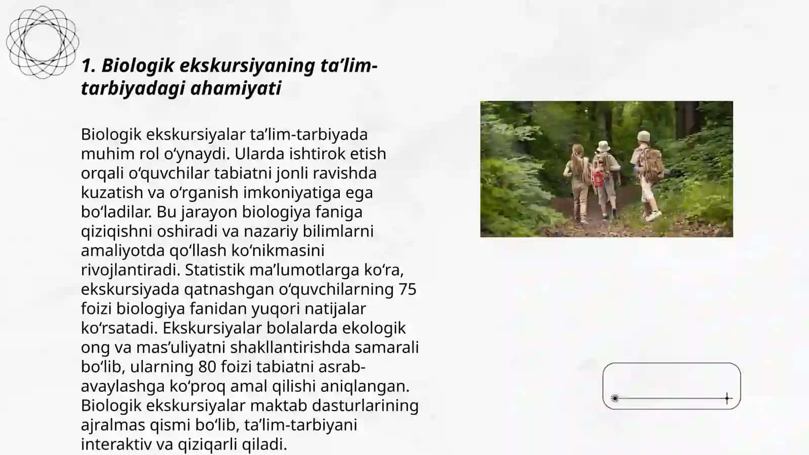 Biologik ekskursiyalarni taʼlim-tarbiyada tutgan oʻrni(Ekskursiya tashkil etish metodikasi) 3