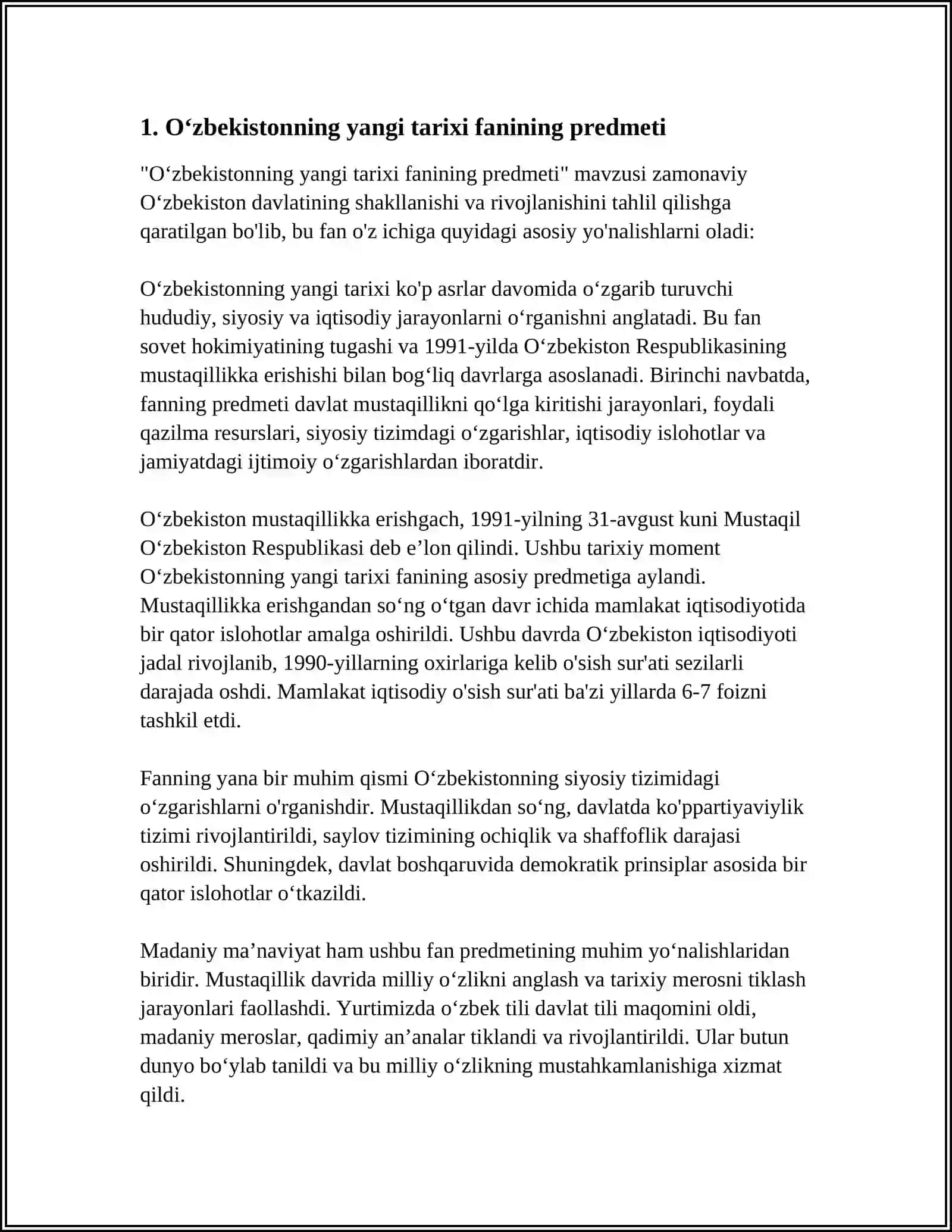 O‘zbekistonning yangi tarixi fanining predmeti 3
