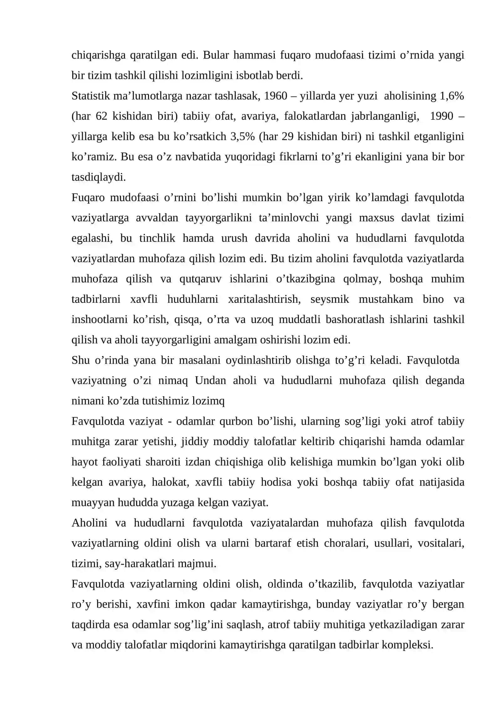 Favfqulotda vaziyatlarda fuqarolar va xalq xo`jaligi sohalari obyektlarini himoyalashning qonuniy huquqiy negizi 3