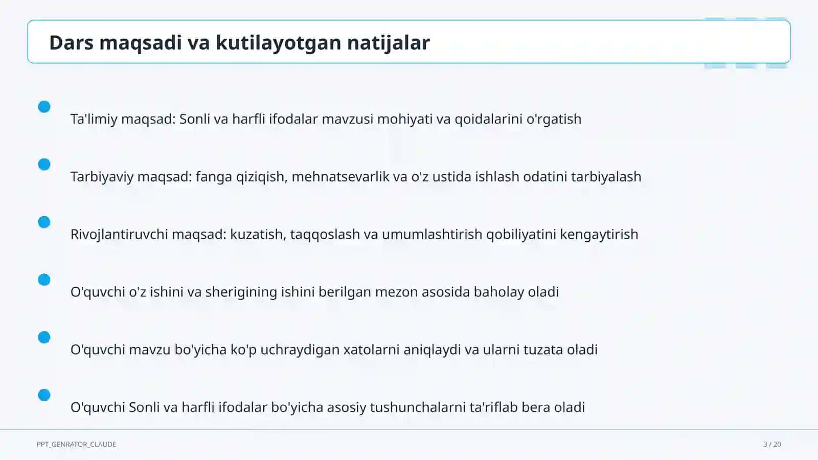 Sonli va harfli ifodalar (5-sinf) 3