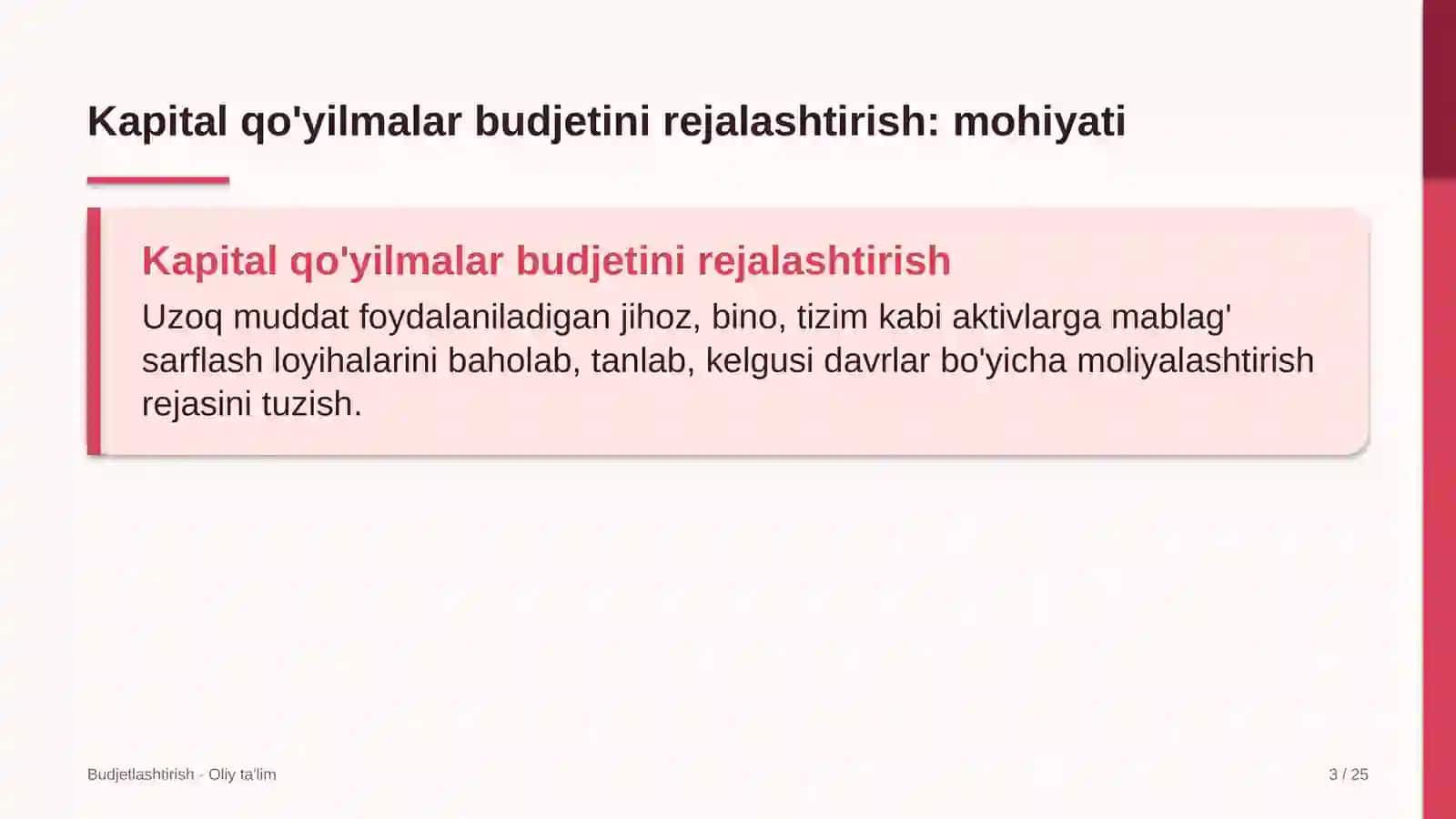 quyosh elektr stansiyalarida kapital qo'yilmalar budjetini rejalashtirish 1426 3
