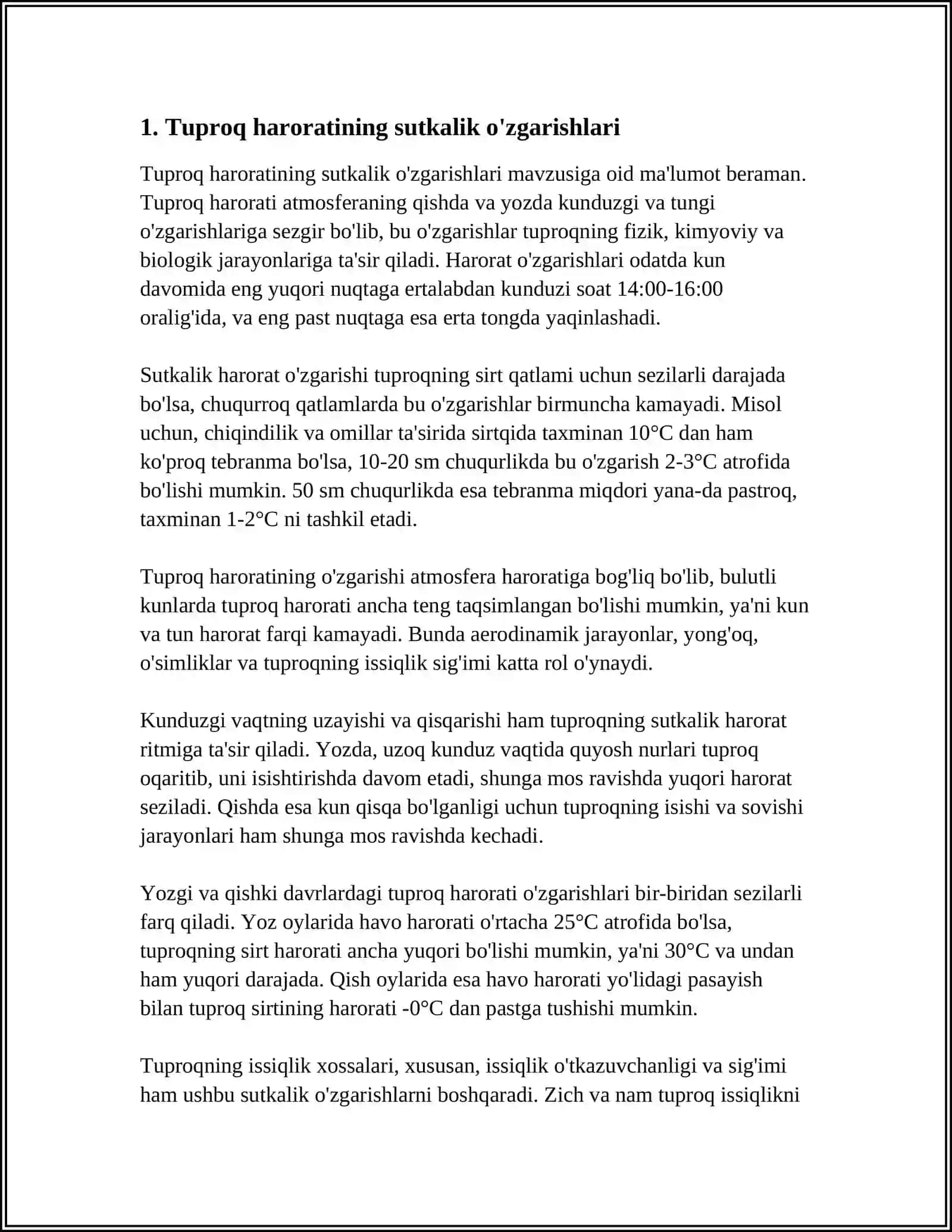 TUPROQ HARORATINING SUTKALIK YILLIK O'ZGARISHLARINI GRAFIK JADVAL VA TERMOIZOTOPLAR YORDAMIDA ANIQLASHNI O'RGANISH 3