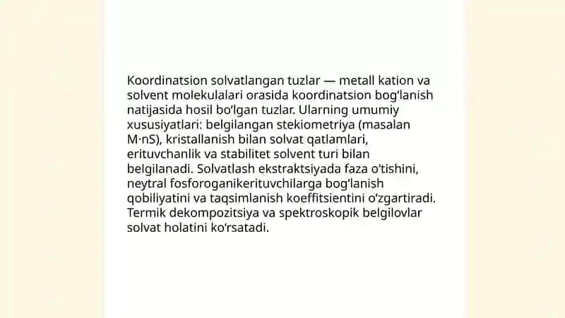 Koordinatsion solvatlangan tuzlar 3