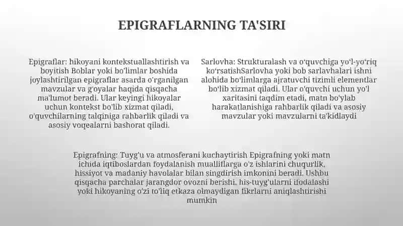Sarlovha Va Epigrafning Badiiy Asarga Ta'Siri 3