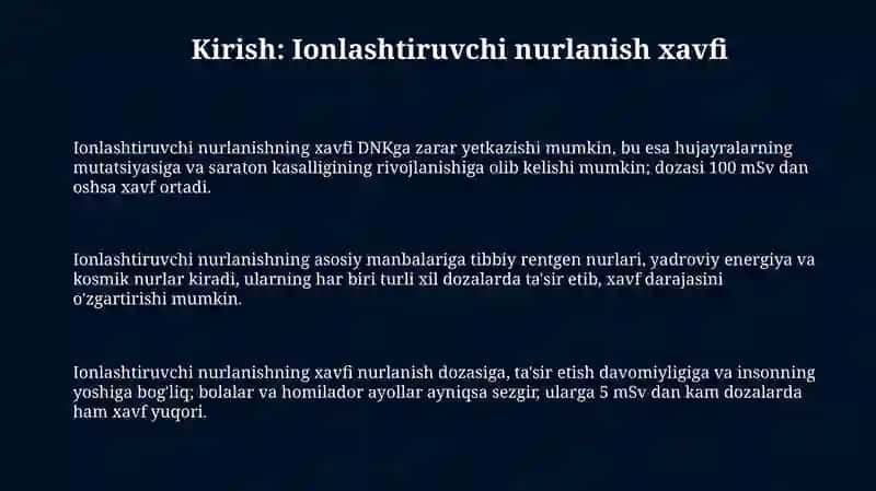 Ionlashtiruvchi nurlanish xavfi va profilaktika 3