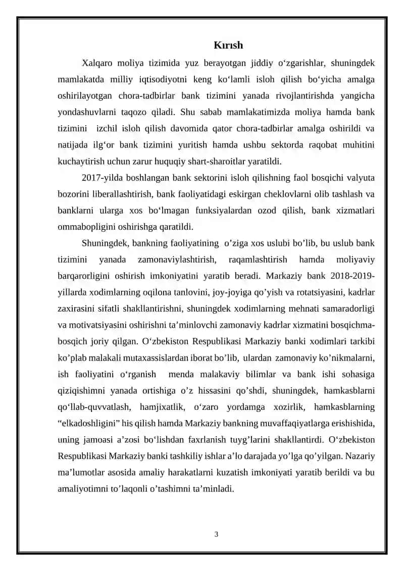 Oʻzbekiston Respublikasi Markaziy Bankining Maqsadi Operatsiyalari va Ularni Takomillashtirish Yo'llari 3